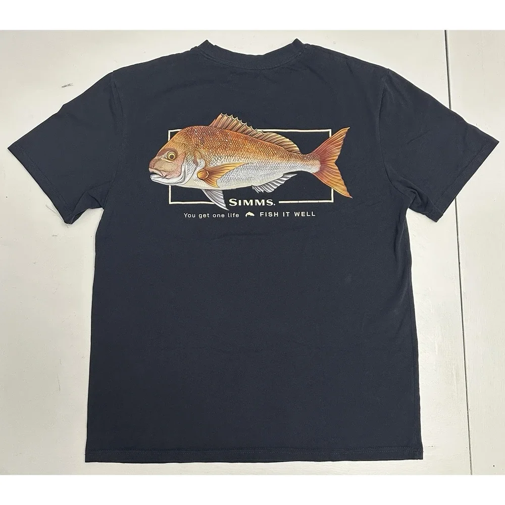 Simms S25 Artist Tee Shirt Snapper Navy Blue Size XL